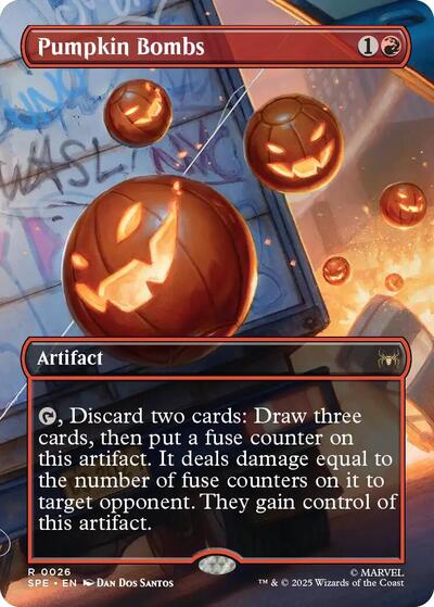 Pumpkin Bombs Borderless (SPE) #26 Rare (Foil Near Mint) Marvel's Spider-Man: Eternal-Legal Magic: The Gathering: 2025