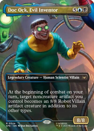 Doc Ock Evil Inventor Borderless (SPE) #24 Rare (Foil Near Mint) Marvel's Spider-Man: Eternal-Legal Magic: The Gathering: 2025