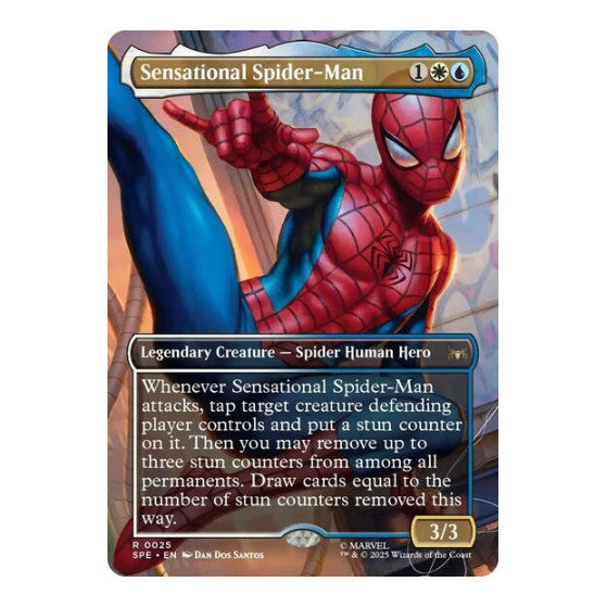 Sensational Spider-Man (Borderless) (SPE) #25 Rare (Foil Near Mint) Marvel's Spider-Man: Eternal-Legal Magic: The Gathering: 2025