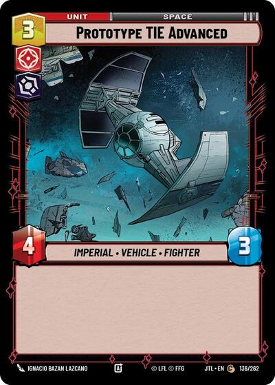Prototype TIE Advanced (JTL) #136/262 Common (Near Mint) Jump to Lightspeed Star Wars: Unlimited: 2025
