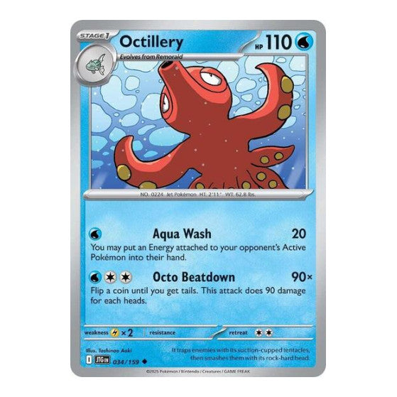 Octillery (JTG) #034/159 Uncommon (Reverse Holofoil Moderately Played) SV09: Journey Together Pokemon: 2025
