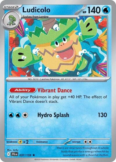 Ludicolo (JTG) #037/159 Rare (Holofoil Near Mint) SV09: Journey Together Pokemon: 2025