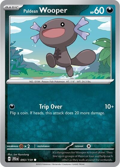 Paldean Wooper (JTG) #093/159 Common (Reverse Holofoil Lightly Played) SV09: Journey Together Pokemon: 2025