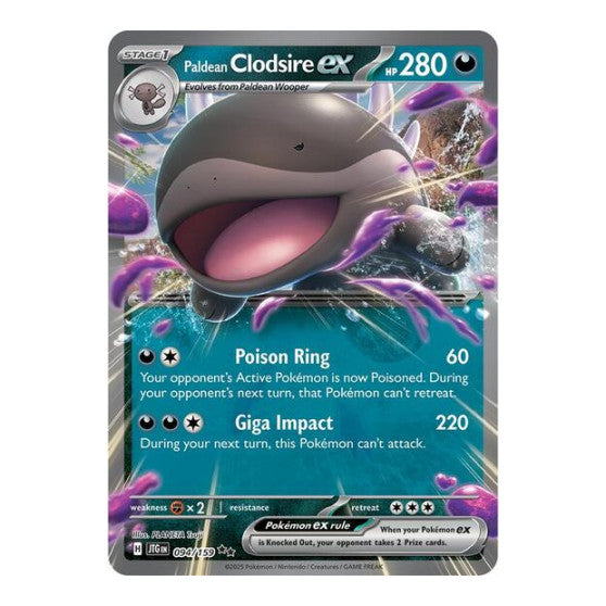 Paldean Clodsire ex (JTG) #094/159 Double Rare (Holofoil Near Mint) SV09: Journey Together Pokemon: 2025