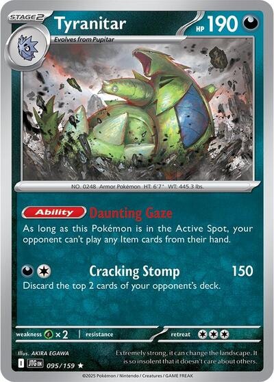 Tyranitar (JTG) #095/159 Rare (Reverse Holofoil Near Mint) SV09: Journey Together Pokemon: 2025