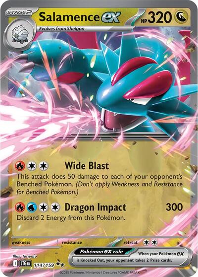 Salamence ex 114 159 (JTG) #114/159 Double Rare (Holofoil Near Mint) SV09: Journey Together Pokemon: 2025