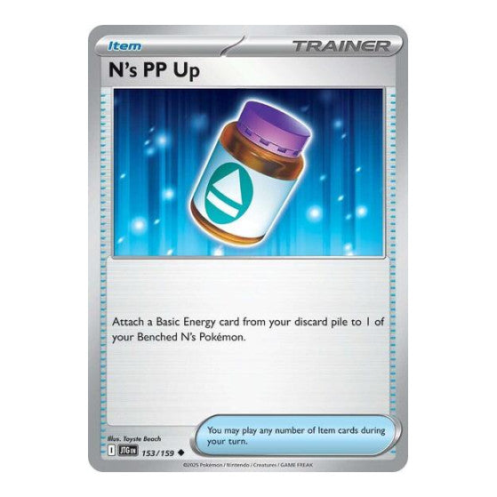 N's PP Up (JTG) #153/159 Uncommon SV09: Journey Together Pokemon: 2025