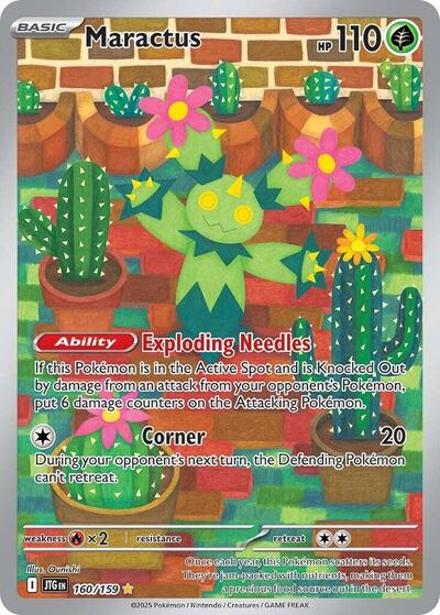 Maractus 160 159 (JTG) #160/159 Illustration Rare (Holofoil Near Mint) SV09: Journey Together Pokemon: 2025