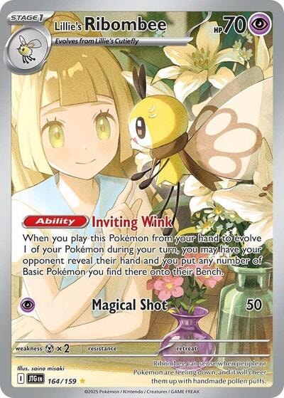 Lillies Ribombee 164 159 (JTG) #164/159 Illustration Rare (Holofoil Near Mint) SV09: Journey Together Pokemon: 2025