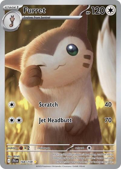 Furret 168 159 (JTG) #168/159 Illustration Rare (Holofoil Near Mint) SV09: Journey Together Pokemon: 2025