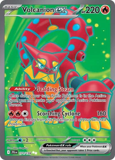 Volcanion ex 171 159 (JTG) #171/159 Ultra Rare (Holofoil Near Mint) SV09: Journey Together Pokemon: 2025