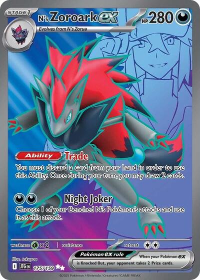 Ns Zoroark ex 175 159 (JTG) #175/159 Ultra Rare (Holofoil Near Mint) SV09: Journey Together Pokemon: 2025