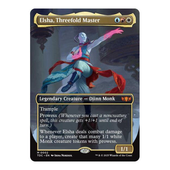 Elsha, Threefold Master (Borderless) (TDC) #2 Mythic Rare (Foil Lightly Played) Commander: Tarkir: Dragonstorm Magic: The Gathering: 2025