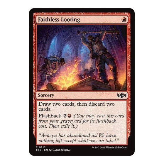 Faithless Looting (TDC) #213 Common (Lightly Played) Commander: Tarkir: Dragonstorm Magic: The Gathering: 2025