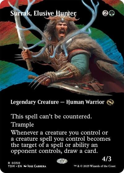 Surrak Elusive Hunter Borderless (TDM) #350 Rare (Lightly Played) Tarkir: Dragonstorm Magic: The Gathering: 2025