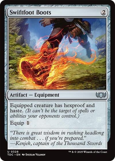 Swiftfoot Boots (TDC) #328 Uncommon (Near Mint) Commander: Tarkir: Dragonstorm Magic: The Gathering: 2025
