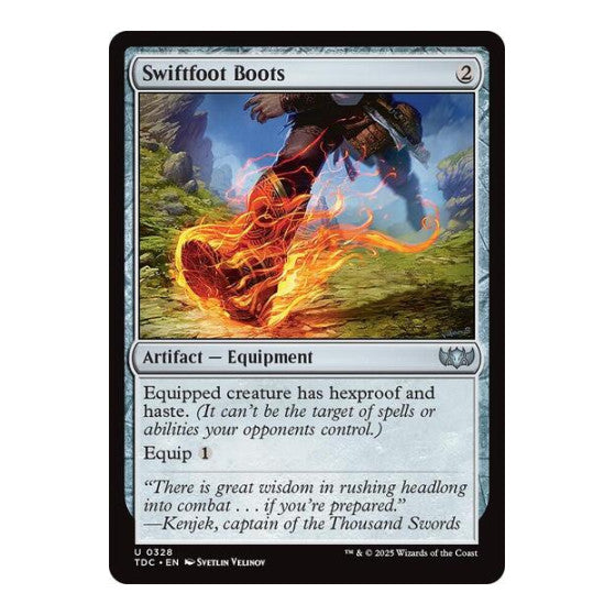 Swiftfoot Boots (TDC) #328 Uncommon (Near Mint) Commander: Tarkir: Dragonstorm Magic: The Gathering: 2025