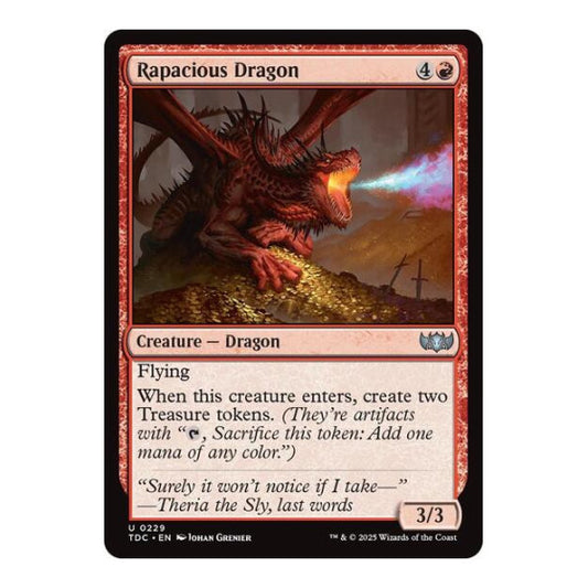 Rapacious Dragon (TDC) #229 Uncommon (Lightly Played) Commander: Tarkir: Dragonstorm Magic: The Gathering: 2025