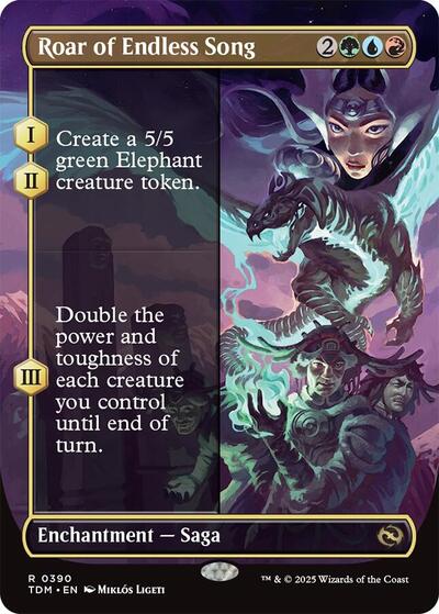 Roar of Endless Song Borderless (TDM) #390 Rare (Foil Lightly Played) Tarkir: Dragonstorm Magic: The Gathering: 2025