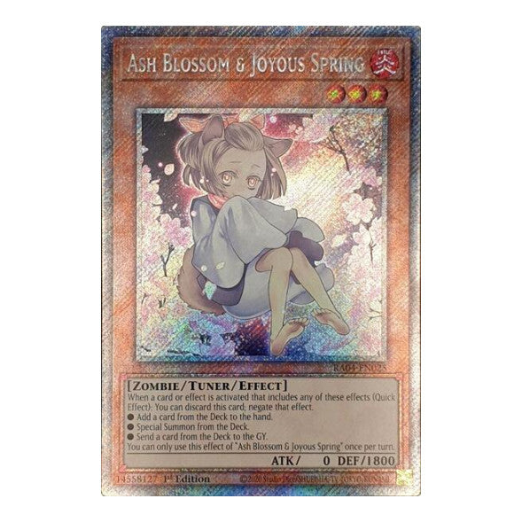 Ash Blossom & Joyous Spring (Alternate Art) (Platinum Secret Rare) (RA04) #RA04-EN025 Platinum Secret Rare (1st Edition Near Mint) Quarter Century Stampede YuGiOh: 2025