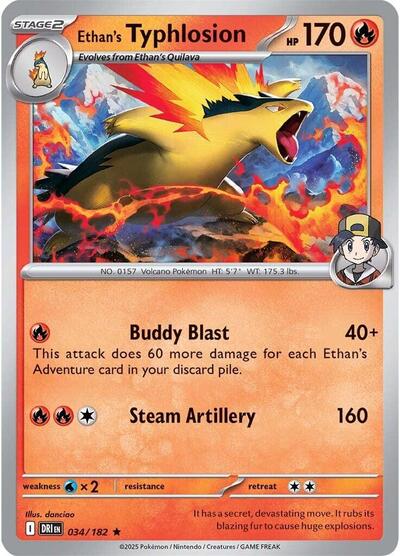 Ethans Typhlosion (DRI) #034/182 Rare (Reverse Holofoil Lightly Played) SV10: Destined Rivals Pokemon: 2025