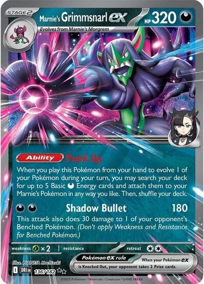 Marnie's Grimmsnarl ex (DRI) #136/182 Double Rare (Holofoil Near Mint) SV10: Destined Rivals Pokemon: 2025