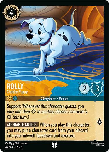 Rolly - Chubby Puppy (8) #26/204 Uncommon (Near Mint) Reign of Jafar Disney Lorcana: 2025