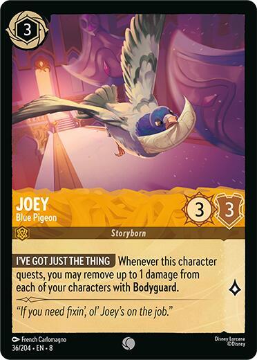 Joey Blue Pigeon (8) #36/204 Common (Cold Foil Near Mint) Reign of Jafar Disney Lorcana: 2025