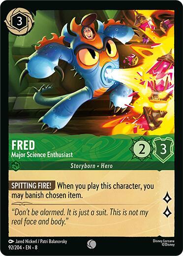 Fred Major Science Enthusiast (8) #92/204 Common (Near Mint) Reign of Jafar Lorcana TCG: 2025
