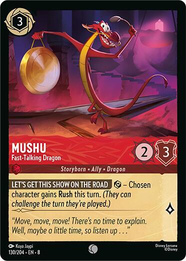 Mushu - Fast-Talking Dragon (8) #130/204 Common (Near Mint) Reign of Jafar Disney Lorcana: 2025