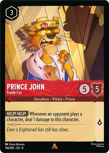 Prince John Fraidy Cat (8) #146/204 Rare (Near Mint) Reign of Jafar Lorcana TCG: 2025