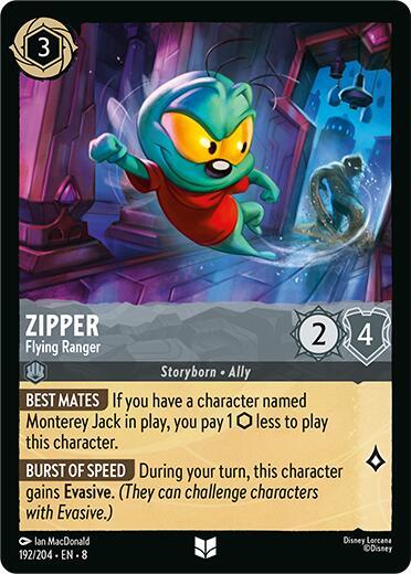 Zipper - Flying Ranger (8) #192/204 Uncommon (Near Mint) Reign of Jafar Disney Lorcana: 2025