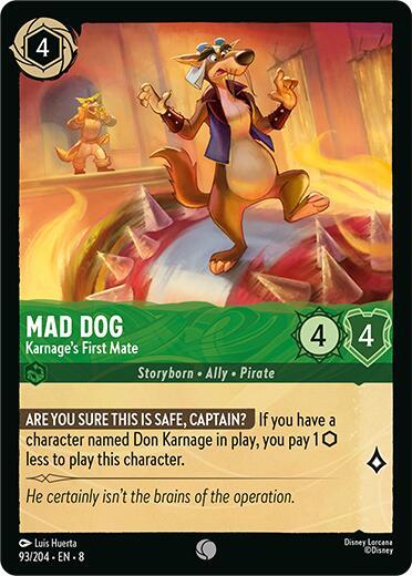 Mad Dog - Karnage's First Mate (8) #93/204 Common (Near Mint) Reign of Jafar Disney Lorcana: 2025