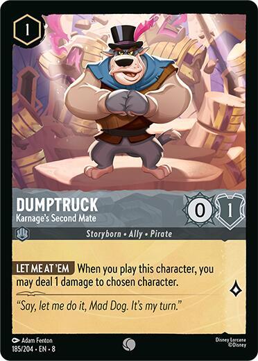 Dumptruck - Karnage's Second Mate (8) #185/204 Common (Near Mint) Reign of Jafar Disney Lorcana: 2025