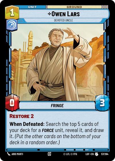 Owen Lars Devoted Uncle (LOF) #057/264 Uncommon (Near Mint) Legends of the Force Star Wars: Unlimited: 2025