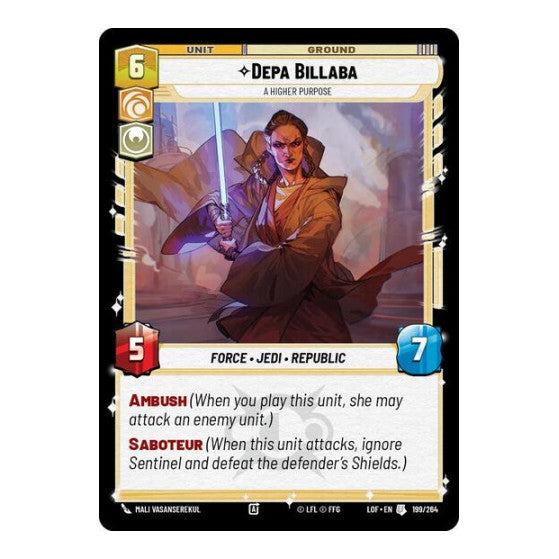Depa Billaba - A Higher Purpose (LOF) #199/264 Uncommon (Near Mint) Legends of the Force Star Wars: Unlimited: 2025