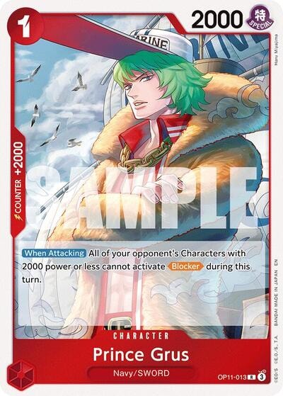 Prince Grus (OP11) #OP11-013 Rare (Foil Lightly Played) A Fist of Divine Speed One Piece Card Game: 2025