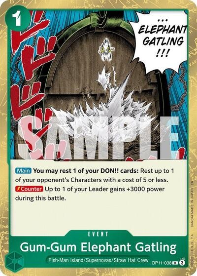 Gum-Gum Elephant Gatling (OP11) #OP11-038 Rare (Foil Lightly Played) A Fist of Divine Speed One Piece Card Game: 2025