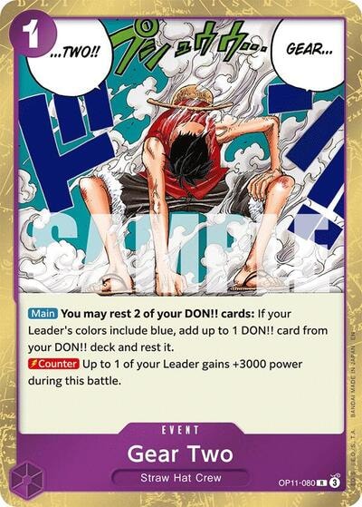 Gear Two (OP11) #OP11-080 Rare (Foil Lightly Played) A Fist of Divine Speed One Piece Card Game: 2025
