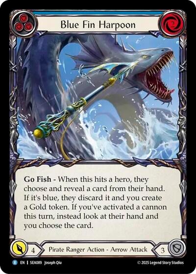 Blue Fin Harpoon () #SEA089 Rare (Lightly Played) High Seas Flesh and Blood TCG: 2025