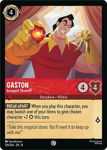 Gaston - Arrogant Showoff (8) #129/204 Common (Near Mint) Reign of Jafar Disney Lorcana: 2025