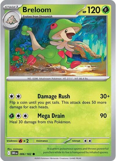 Breloom (DRI) #006/182 Common (Moderately Played) SV10: Destined Rivals Pokemon: 2025