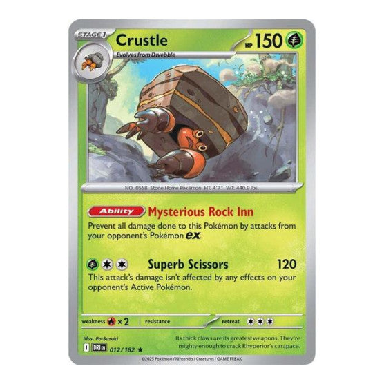 Crustle - 012/182 (DRI) #012/182 Rare (Holofoil Lightly Played) SV10: Destined Rivals Pokemon: 2025
