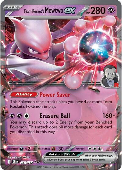 Team Rockets Mewtwo ex 081 182 (DRI) #081/182 Double Rare (Holofoil Near Mint) SV10: Destined Rivals Pokemon: 2025