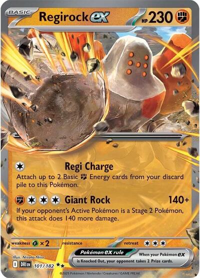 Regirock ex 101 182 (DRI) #101/182 Double Rare (Holofoil Near Mint) SV10: Destined Rivals Pokemon: 2025
