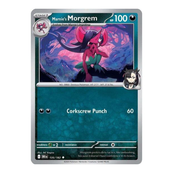 Marnie's Morgrem (DRI) #135/182 Uncommon (Reverse Holofoil Lightly Played) SV10: Destined Rivals Pokemon: 2025