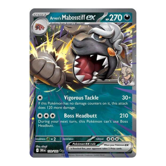 Arven's Mabosstiff ex - 139/182 (DRI) #139/182 Double Rare (Holofoil Near Mint) SV10: Destined Rivals Pokemon: 2025