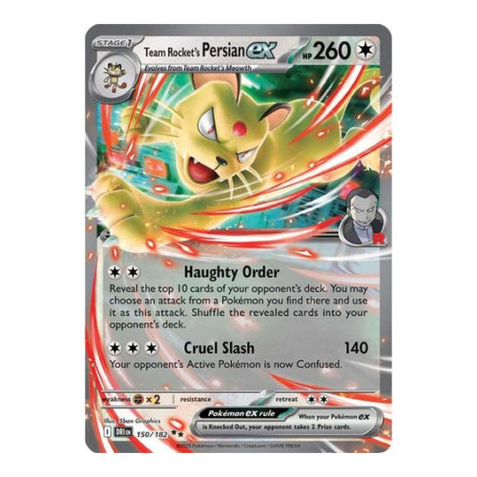 Team Rocket's Persian ex - 150/182 (DRI) #150/182 Double Rare (Holofoil Near Mint) SV10: Destined Rivals Pokemon: 2025