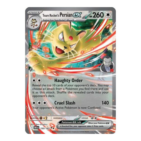 Team Rocket's Persian ex - 150/182 (DRI) #150/182 Double Rare (Holofoil Near Mint) SV10: Destined Rivals Pokemon: 2025