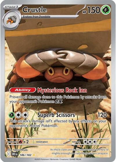 2025 Pokemon: SV10: Destined Rivals (DRI) - Crustle 186 182 (#186/182, Illustration Rare) (Holofoil, Near Mint)